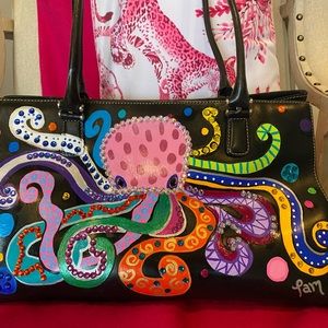 Custom Cole Haan leather hand painted handbag